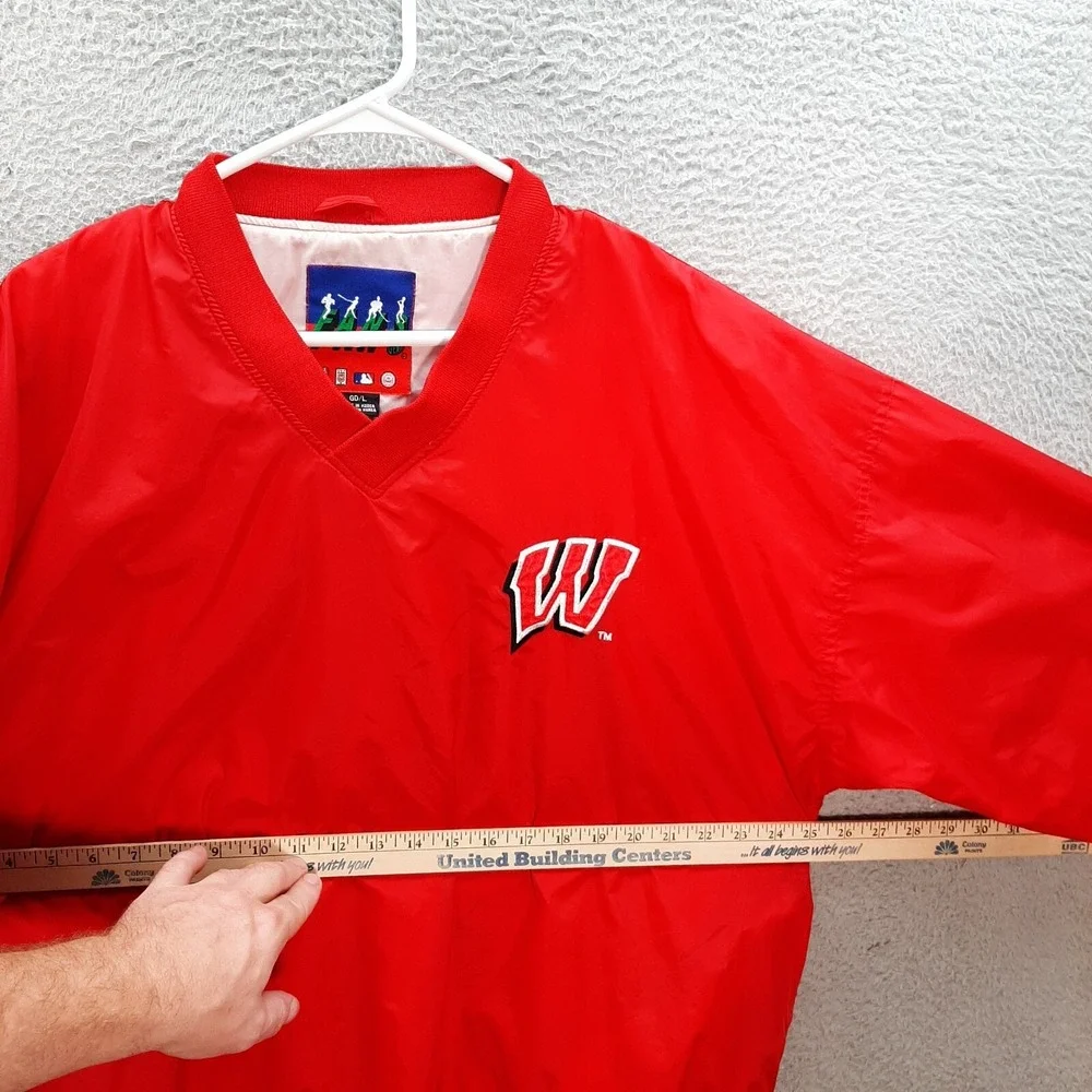 Vintage Wisconsin Badgers Jacket Adult Large Red Windbreaker 1990s Y2K NCAA‎